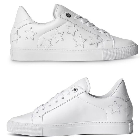 Zadig & Voltaire ZV1747 Low-Top Sneakers White Stars New in Box - Picture 1 of 13